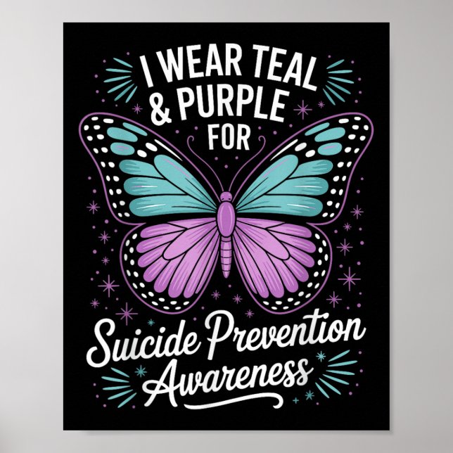 Poster Eu Visto Teal &amp; Roxo Para A Prevenção Do Suicí (Frente)