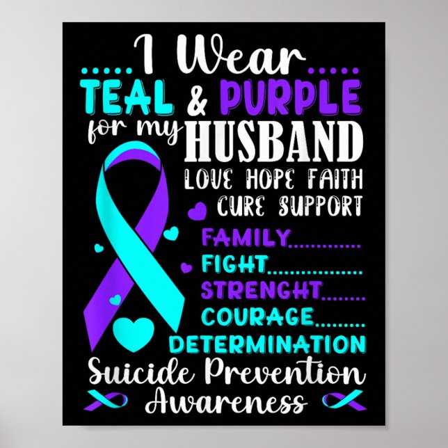 Poster Eu Visto Teal &amp; Roxo Para O Meu Marido Suicídi (Frente)