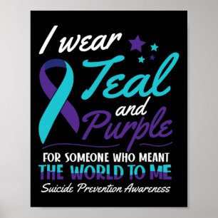 Poster Eu Visto Teal e Puro Suicídio Consciência Mental E