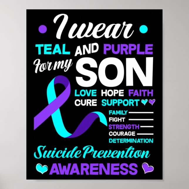 Poster Eu Visto Teal e Purple Para Meu Filho Suicídio Pre (Frente)