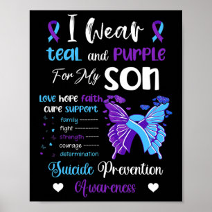 Poster Eu Visto Teal e Purple Para Meu Filho Suicídio Pre