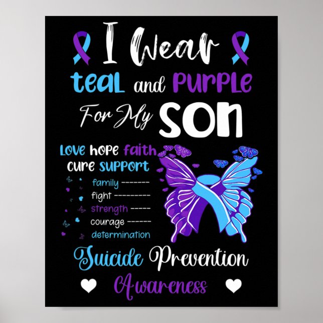 Poster Eu Visto Teal e Purple Para Meu Filho Suicídio Pre (Frente)