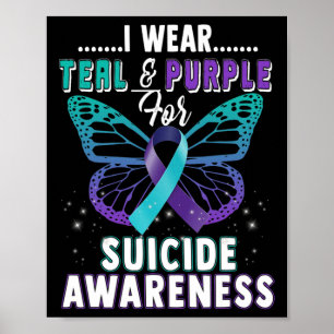 Poster Eu Visto Teal E Roxo Apoio À Consciência Do Suicíd