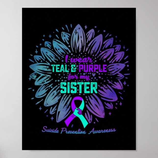 Poster Eu Visto Teal E Roxo Para A Irmã Suicídio Preventi (Frente)