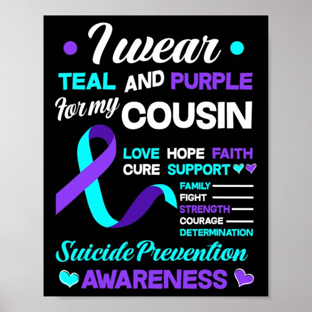 Poster Eu Visto Teal E Roxo Para A Minha Peste De Suicídi (Frente)