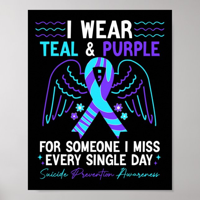 Poster Eu Visto Teal E Roxo Para A Prevenção Do Suicídio  (Frente)