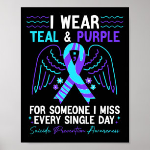 Poster Eu Visto Teal E Roxo Para A Prevenção Do Suicídio
