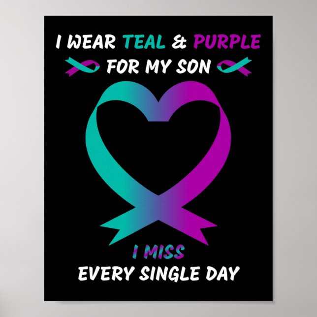 Poster Eu Visto Teal E Roxo Para Meu Filho Eu Sinto Falta (Frente)