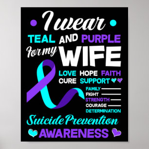 Poster Eu Visto Teal e Roxo Para Minha Esposa Evitar Suic
