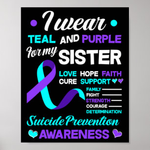 Poster Eu Visto Teal E Roxo Para Minha Irmã Preve Suicídi