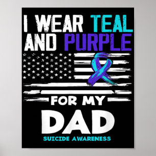 Poster Eu Visto Teal E Roxo Para O Meu Pai De Awarenes Su