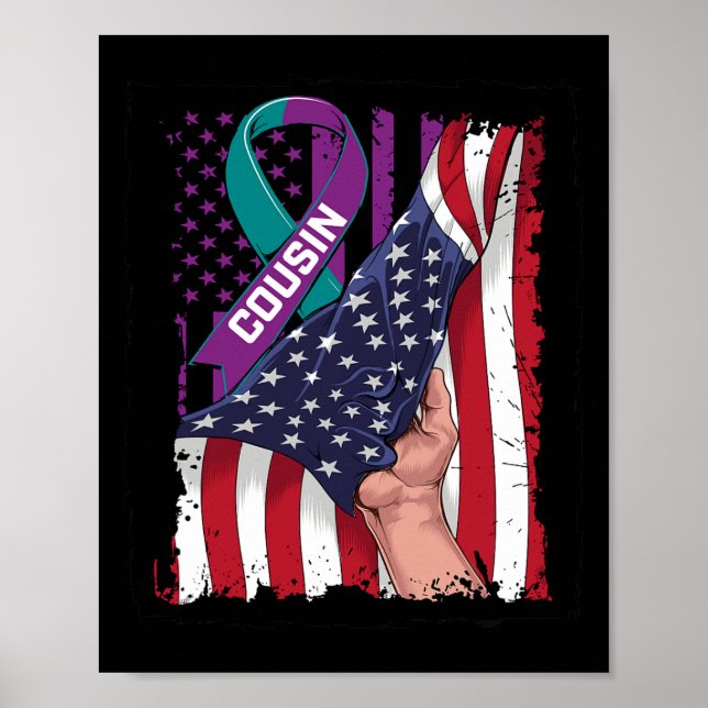 Poster Eu Visto Teal E Roxo Pelo Meu Conscientes De Suicí (Frente)