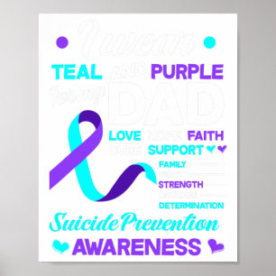 Poster Eu Visto Teal E Roxo Pelo Meu Pai Suicida Preventi