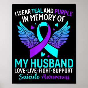 Poster Eu Visto Teal E Roxo Pelo Meu Suicídio Do Marido A
