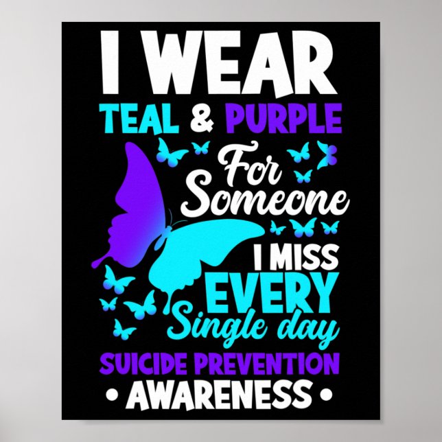Poster Eu Visto Teal E Roxo Por Alguém Que Sinto Falta De (Frente)