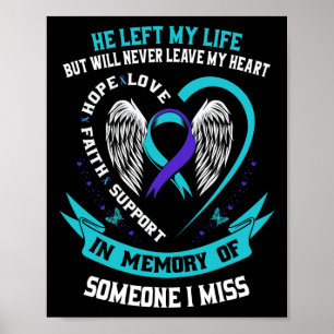Poster Eu Visto Teal E Roxo Por Alguém Que Sinto Falta De
