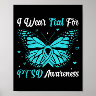 Poster Eu Visto Teal Para A Sensibilização Ptsd Fita Fita
