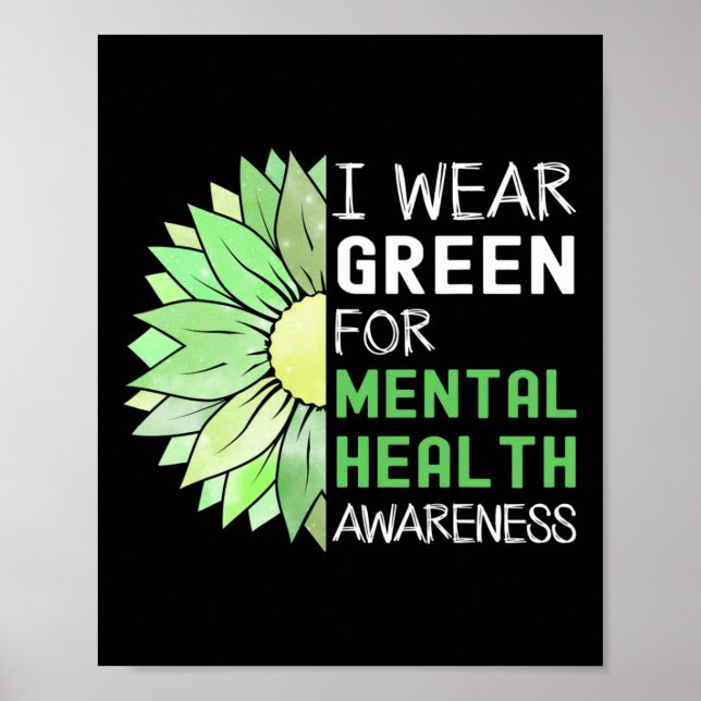 Poster Eu Visto Verde Para A Consciência Da Saúde Mental  (Frente)
