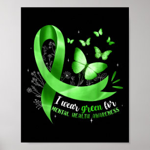 Poster Eu Visto Verde Para A Consciência Mental Da Saúde