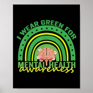 Poster Eu Visto Verde Para A Consciência Mental O Arco-Ír