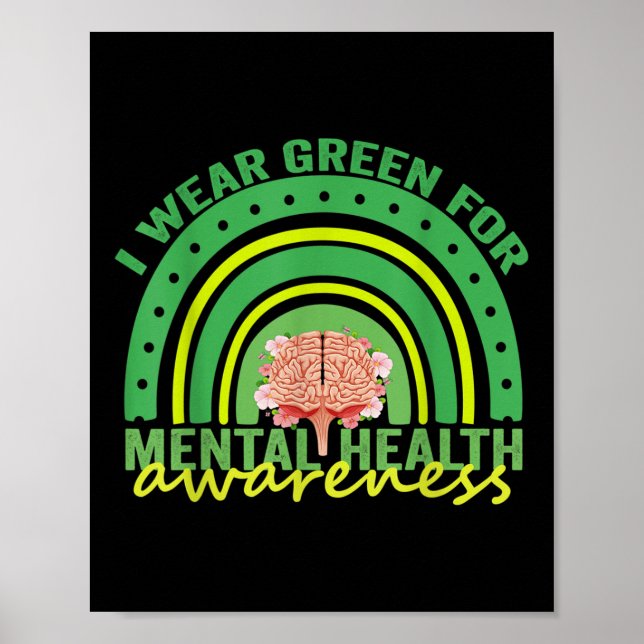 Poster Eu Visto Verde Para A Consciência Mental O Arco-Ír (Frente)