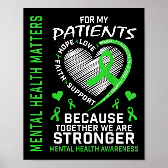 Poster Eu Visto Verde Para Os Meus Pacientes A Saúde Ment (Frente)