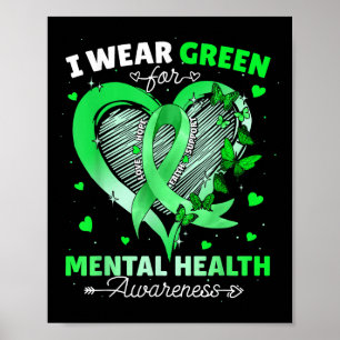 Poster Eu Visto Verde Para Uma Borboleta De Sensibilizaçã