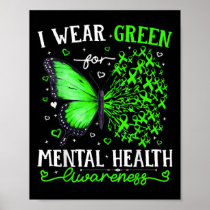 Poster Eu Visto Verde Para Uma Borboleta De Sensibilizaçã