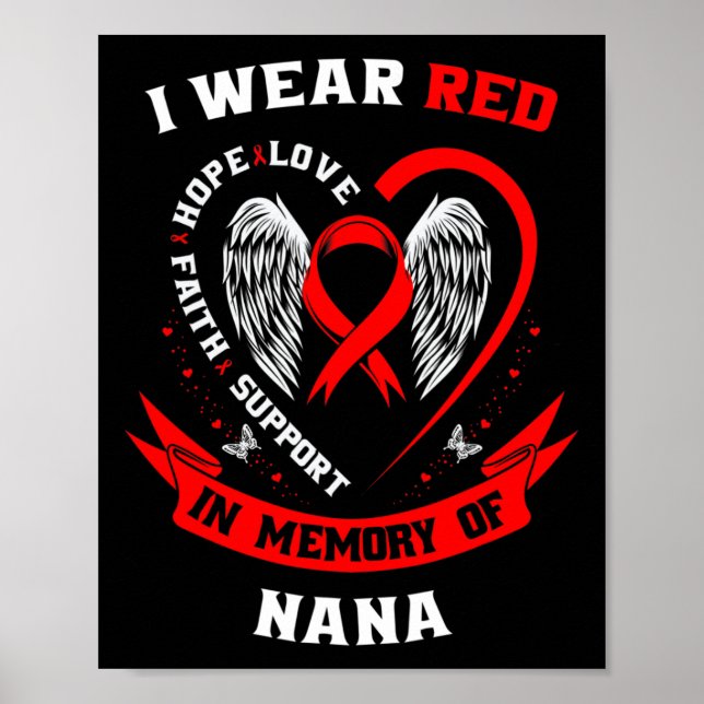 Poster Eu Visto Vermelho Em Memória Do Awarene Da Doença  (Frente)
