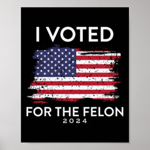 Poster Eu Votei No Criminoso Trump Bandeira Dos EUA