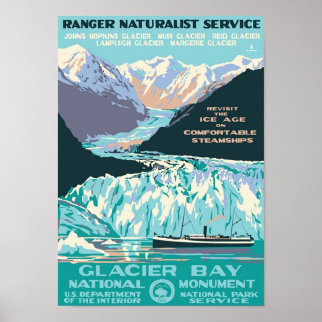 Poster EUA: 1925/hoje Alaska - GLACIER BAY Monument.. (Frente)