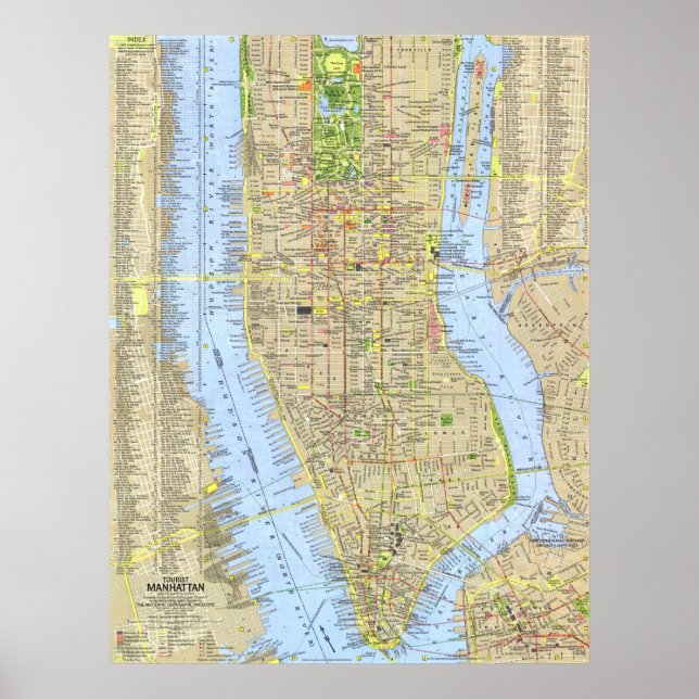 Poster "EUA: 1964/heute NYC - Manhattan Reise Karte (Frente)