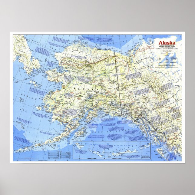 Poster " EUA: 1984/hoje Alasca - Mapa detalhado (Frente)