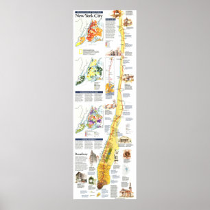 Poster "EUA: 1990 Novo York MANHATTAN map ...