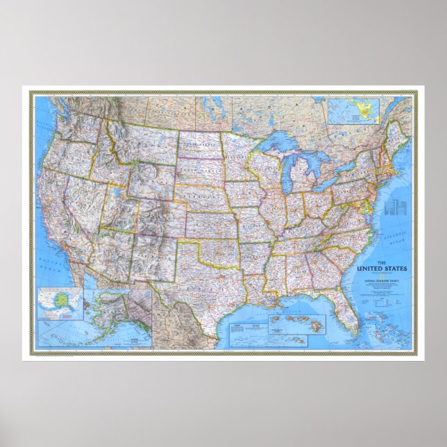 Poster "EUA: 1993/hoje - MAPA detalhado ... (Frente)