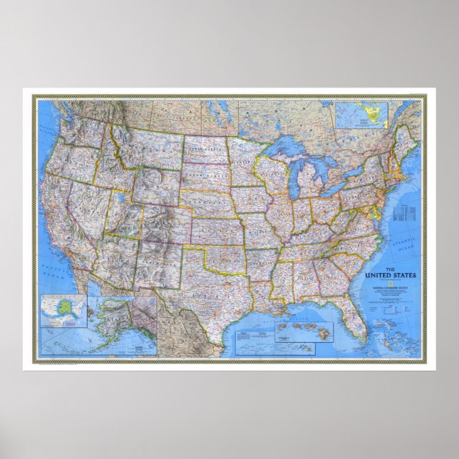 Poster "EUA: 1993/hoje - MAPA detalhado ... (Frente)