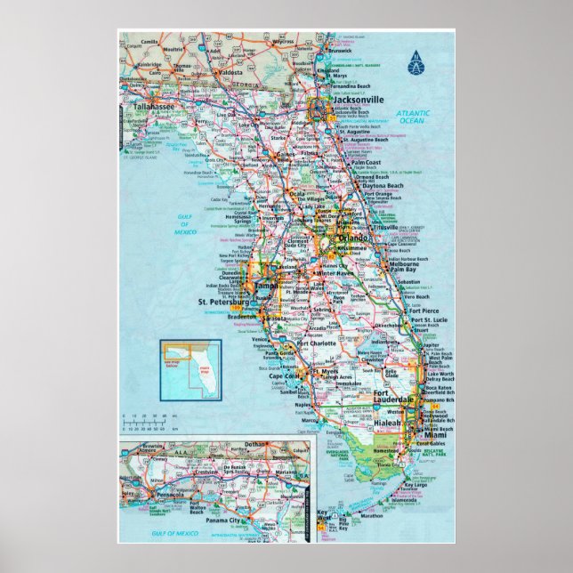 Poster "EUA: 2015/heute Florida - Detaillierte Landkarte (Frente)