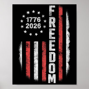Poster EUA 250 Anos 1776-2026 Liberdade Vintage Americano