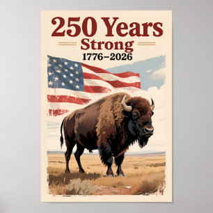 Poster EUA 250 Bisão Americano Patriótico 1776–2026