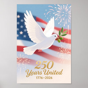 Poster EUA 250 Pomba Patriótica 1776–2026