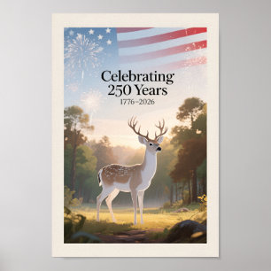 Poster EUA 250 Veado Patriótico 1776–2026