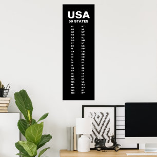 Poster EUA 50 Estados Vertical Minimalista