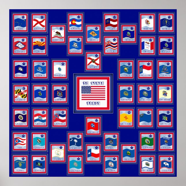 POSTER EUA 50 STATE FLAGS BLUE/555 (Frente)
