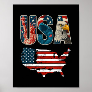Poster EUA Bandeira da América Patriótica 4 de Julho Libe