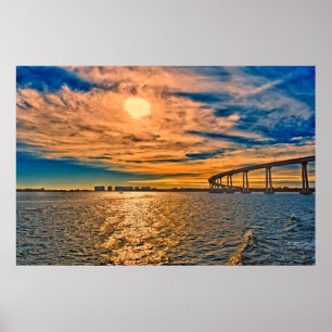 Pôster EUA, CA, Ponte da Baía de San Diego-Coronado