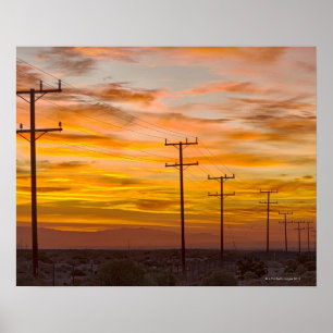 Poster EUA, Califórnia, Palm Springs, linha eléctrica e
