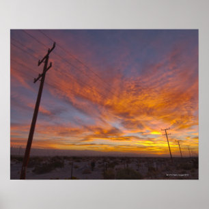 Pôster EUA, Califórnia, Palm Springs, linha eléctrica e