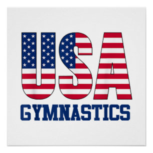 Pôster EUA com American Flag Gymnastics Sports