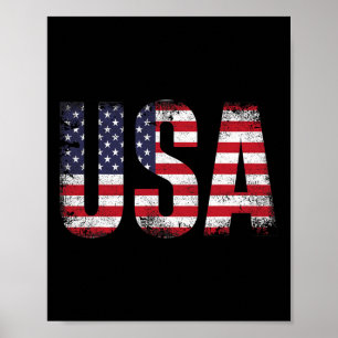Poster EUA Com Bandeira Americana Para Independência Patr