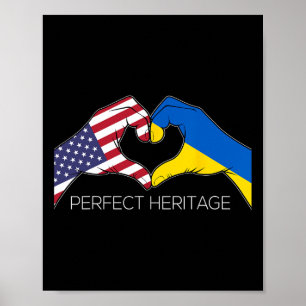 Poster Eua E Ucrânia Ucraniano Americano Perfeito Patrimô
